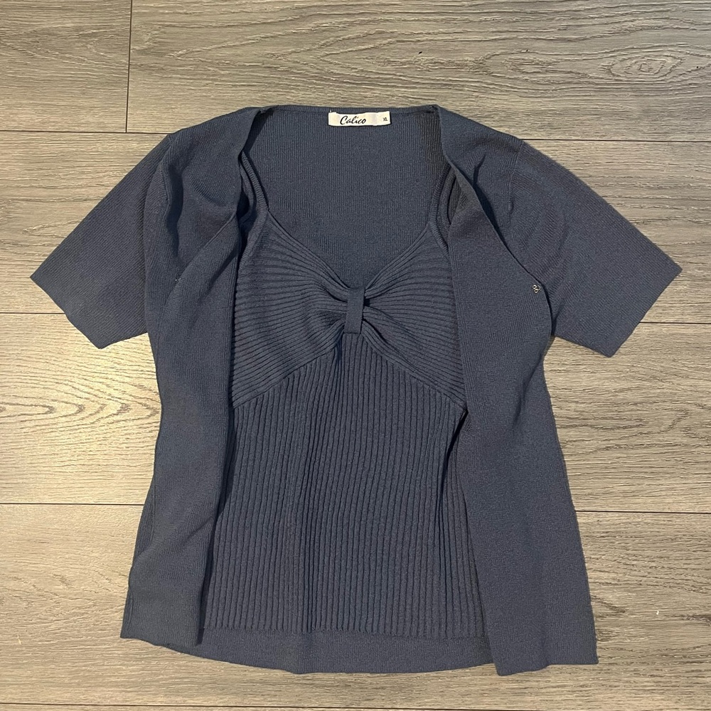 Vintage Blue Top with Sinched Front